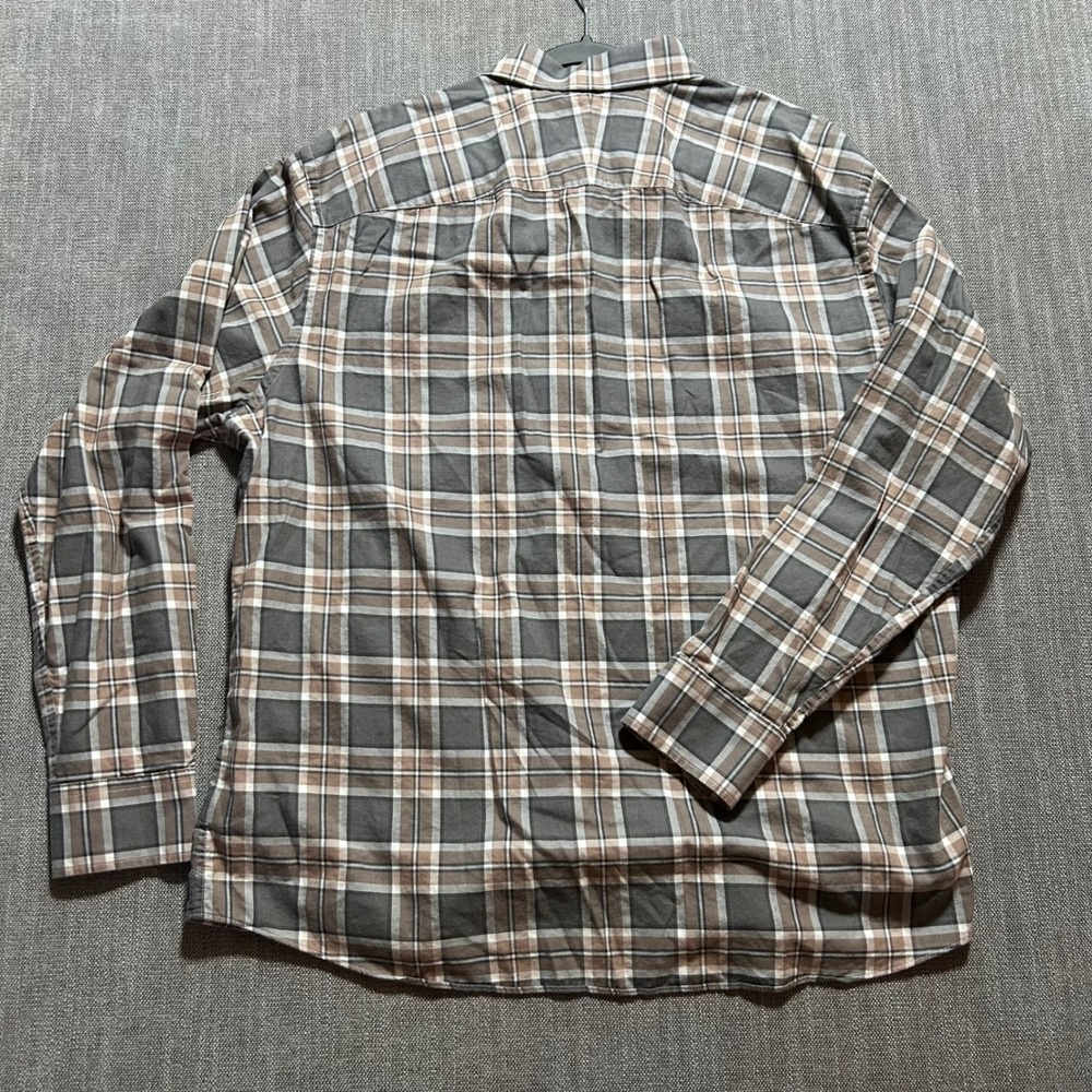 UNTUCKit Mens XXL Plaid Button Down Shirt Brown Cotton Long Sleeve Flap Pocket - Picture 6 of 6